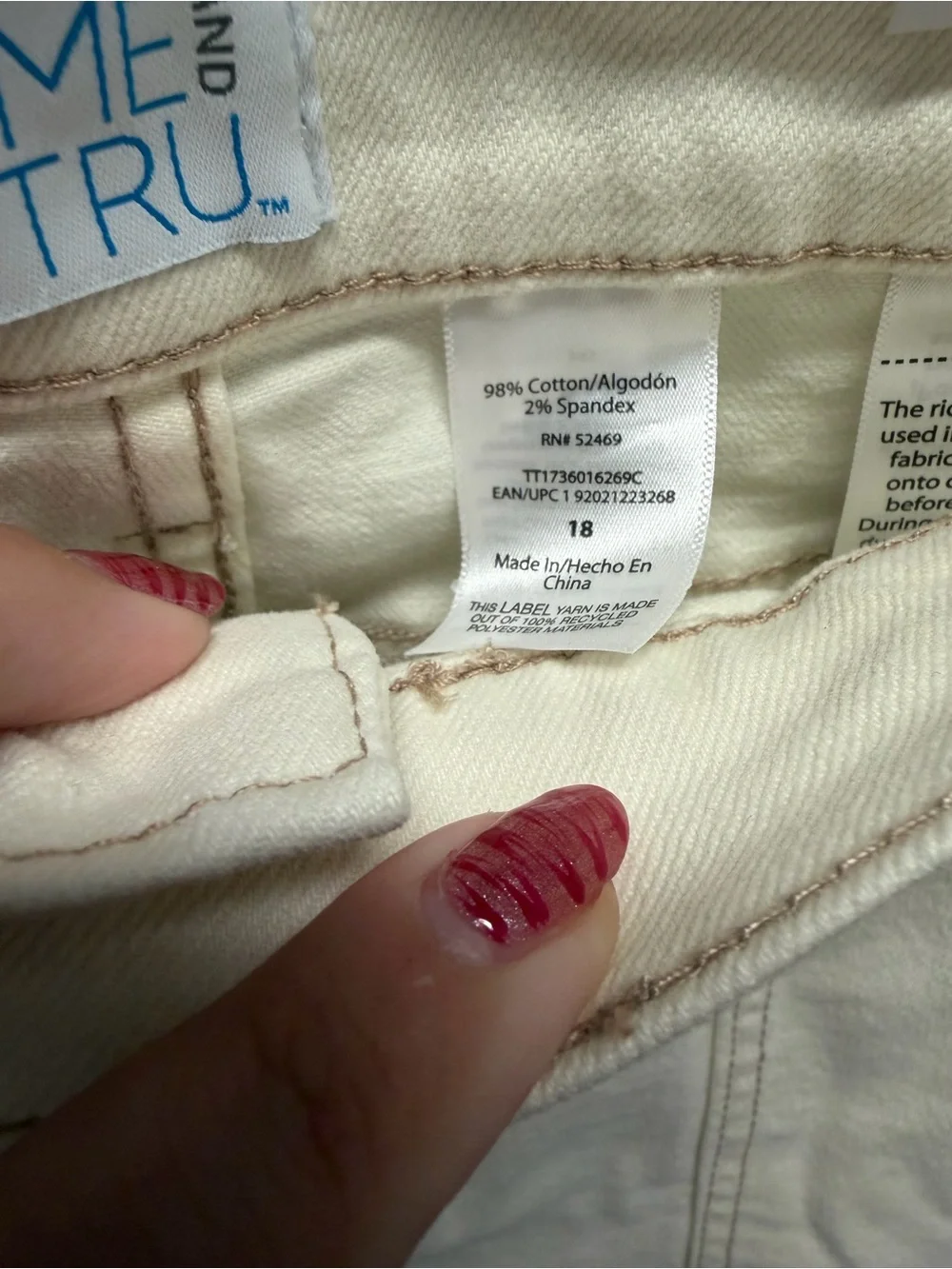 Terra & Sky Cream Women's Cargo Jeans